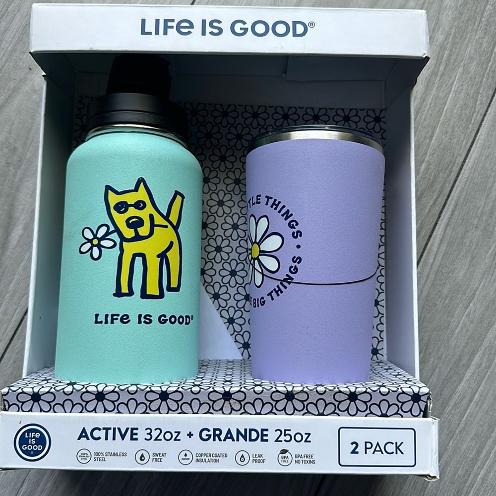 Life Is Good Active and Grande Tumbler Set - Mint and Lavender